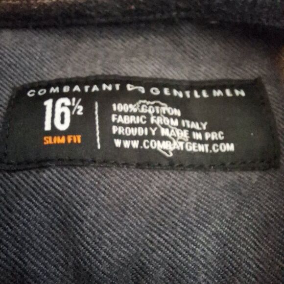 Combatant Gentlemen Mens Size 16 1/2 Fabric From Italy Gray Button Down Shirt - Picture 4 of 8